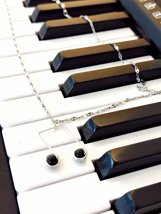 Handmade Music Note Pendant Necklace,Thoughtful Gift for Musicians & Music Lovers , Silver chain Necklace, Musical jewelry