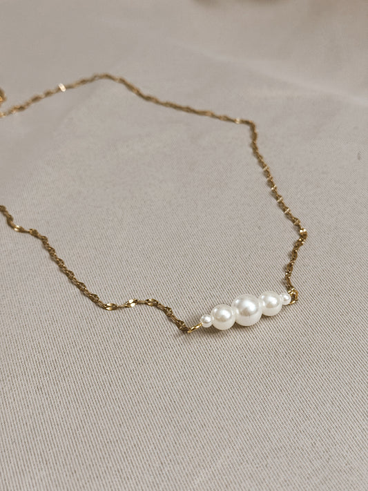 Pearl Touch Pendant Necklace,Elegant Handmade Pendant,Anniversary Gift for Women,14k gold-plated Chain Necklace