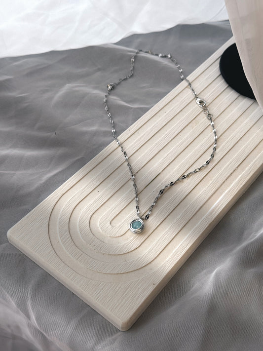 Handmade Beaded Silver Chain necklace with Teardrop wired Pendant