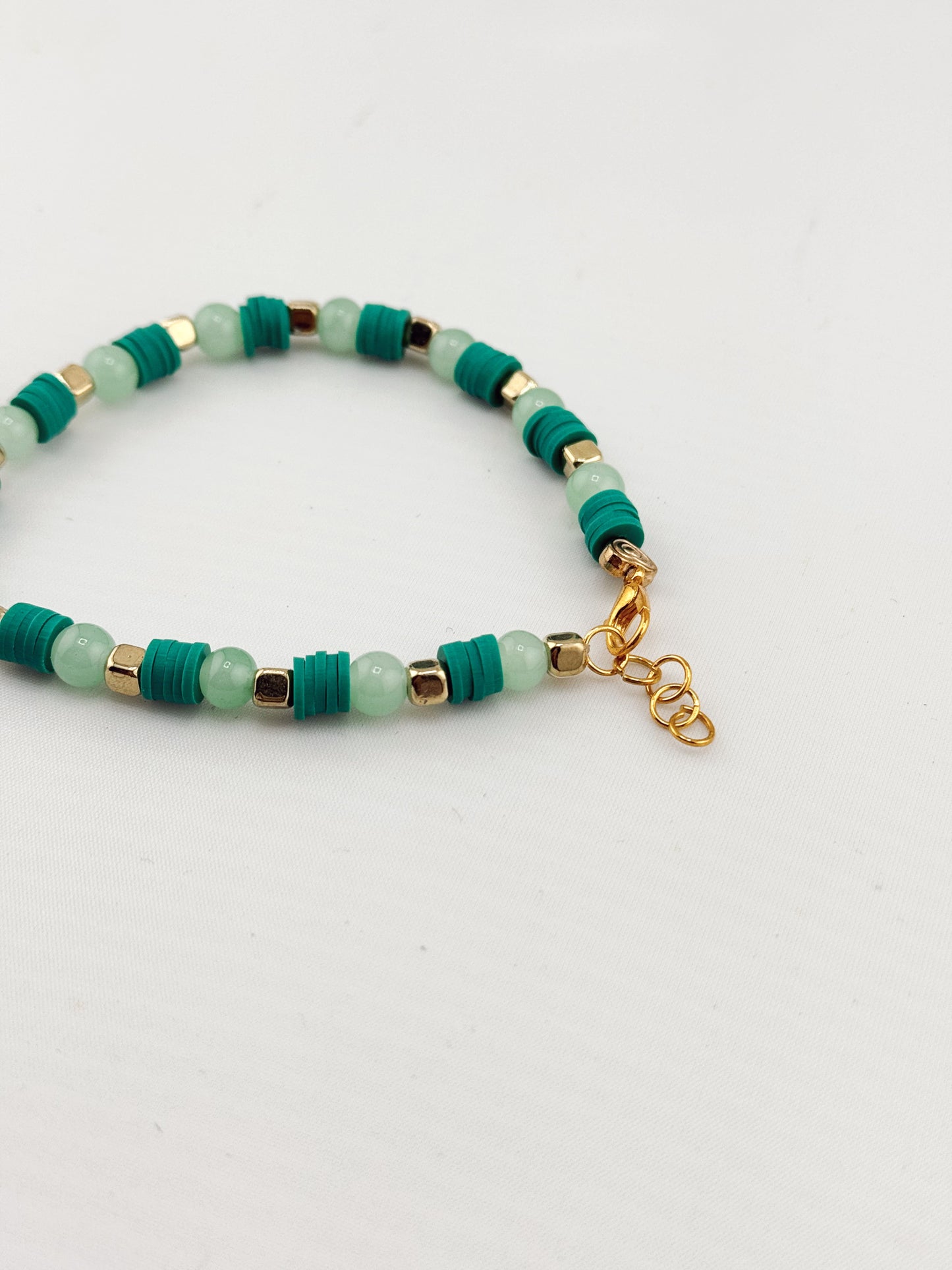 “Golden Oasis” -Turquoise Beaded Bracelet with Golden Accents