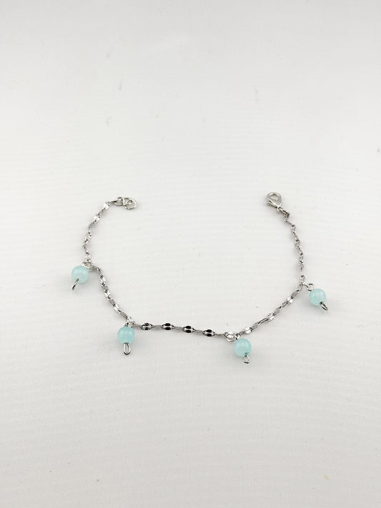 Aquamarine gemstones bracelet on Silver lip Chain,Perfect Gift for bridesmaid,Bracelet with Calming and soothing energy, adjustable closure