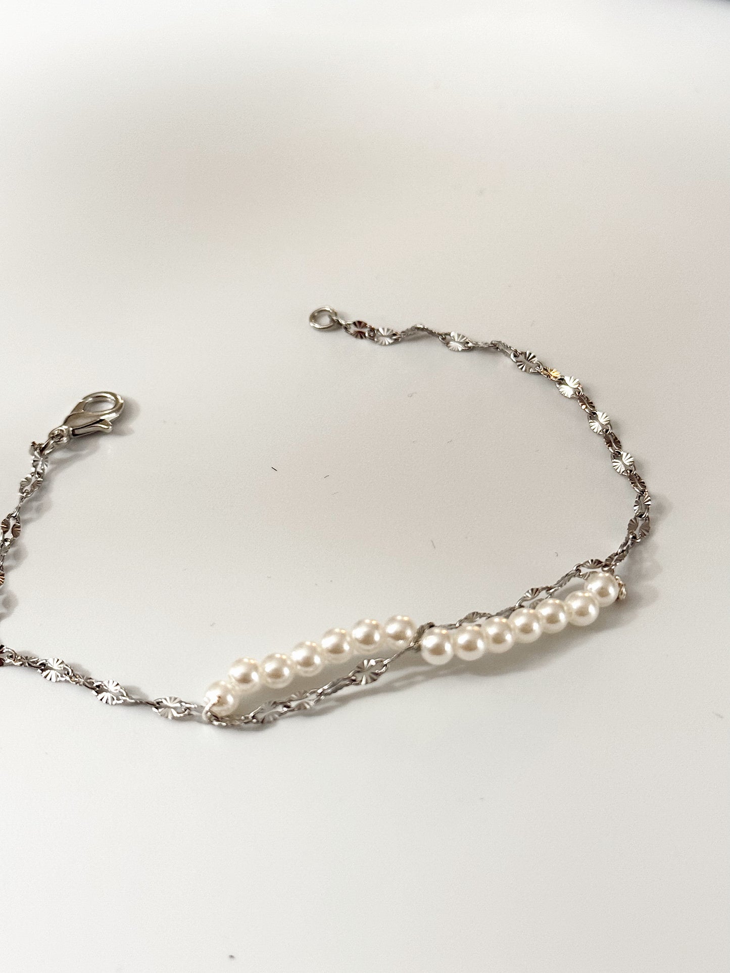 Stainless Steel Silver Chain Minimalist Pearl Charm Bracelet, Bridesmaid Bracelet,Wedding Jewelry,Perfect Gift for Valentine’s Day
