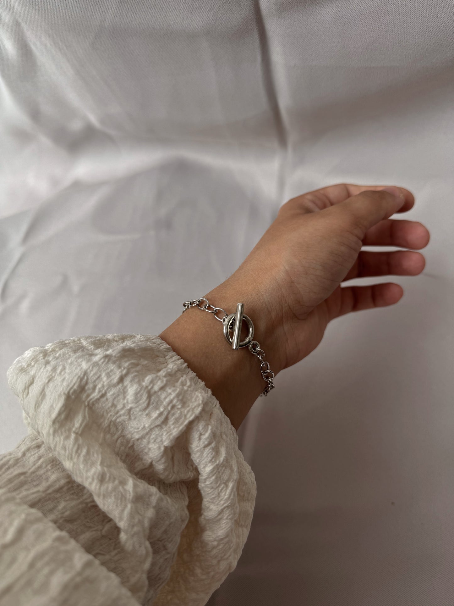 Mint Glow Chain Bracelet , Silver toggle Clasp & Pastel Gem beads