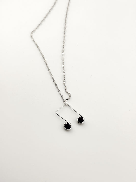 Handmade Music Note Pendant Necklace,Thoughtful Gift for Musicians & Music Lovers , Silver chain Necklace, Musical jewelry